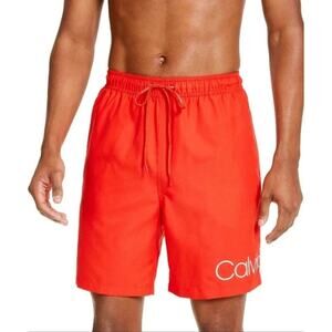 Calvin Klein Men's Logo 7" Volley Swim Trunks Shorts Color Orange $59.99